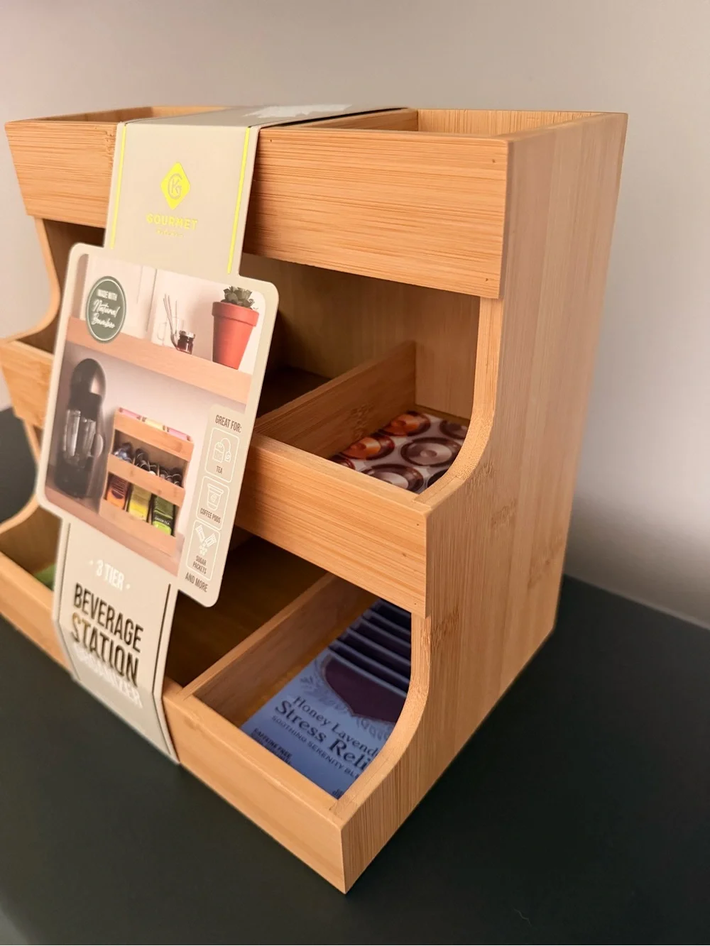 Gourmet Basics 3-Tier Bamboo Beverage Station Organizer